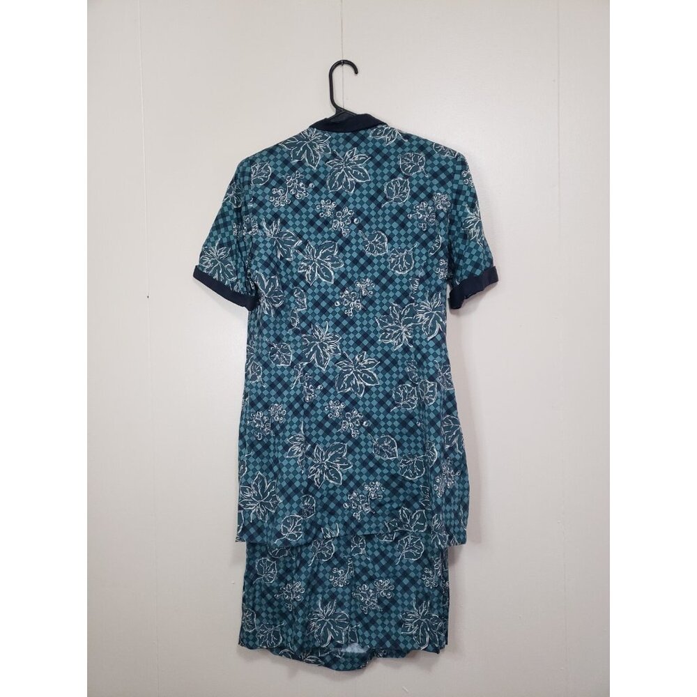 Vtg Karin Stevens Women 12 Dress Green Floral Faux 2 Piece 100% Rayon Spring NWT - Picture 2 of 5